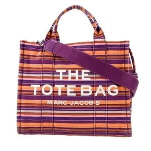 Marc Jacobs Luxury The Tote Bag Purple Striped Canvas *RARE* (MJXX141)